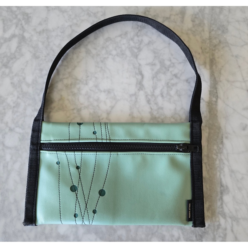 Holly Aiken Mint Green Vinyl Shoulder‎ Bag Die Cut Dot Geometric Minimalist MCM